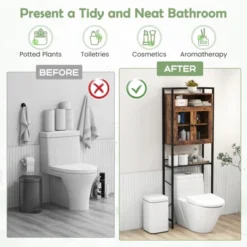 Over-the-toilet Storage Cabinet Bathroom Storage Organizer Above Toilet With Heavy-duty Metal Frame & 3-position Adjustable Shelf 2-door Freestanding -Costway GUEST 76da6104 d591 474a b6bc 9ae099c8fb80