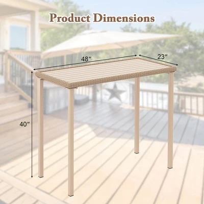 Costway 48" Outdoor Counter Height Table Patio Bar Table Heavy Duty Rectangle Metal Frame 4 Costway 48" Outdoor Counter Height Table Patio Bar Table Heavy Duty Rectangle Metal Frame - Image 2