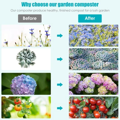 Costway Tumbling Composter 40 Gallon Garden Rotating Compost Bin With Dual Chamber Black/Green 8 Costway Tumbling Composter 40 Gallon Garden Rotating Compost Bin With Dual Chamber Black/Green - Image 6