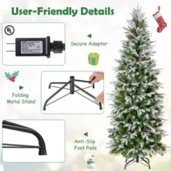 Costway 6/7.5/9 FT Flocked Christmas Tree With 671/913/1310 PE PVC Branch Tips 280/350/470 Warm White LED Lights 17 Costway 6/7.5/9 FT Flocked Christmas Tree With 671/913/1310 PE PVC Branch Tips 280/350/470 Warm White LED Lights -Costway GUEST 7707796a 5cab 4b0d 8777 46d7203bfeb8