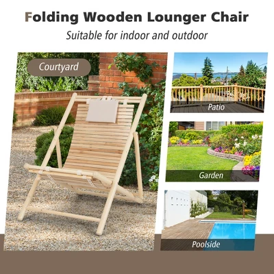 Costway Patio Outdoor Adjustable Folding Wood Sling Chair Reclining Lounge Assembly Free 6 Costway Patio Outdoor Adjustable Folding Wood Sling Chair Reclining Lounge Assembly Free - Image 4