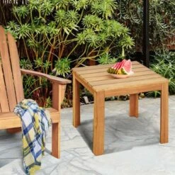 Costway 2PCS Wooden Square Side End Table Patio Coffee Bistro Table Indoor Outdoor Natural -Costway GUEST 774d8db4 94f2 4671 aa1b 32c435c7e973