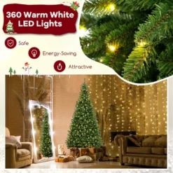 Costway 8 FT Pre-Lit Artificial Christmas Tree With 360 Warm White LED Lights Metal Stand -Costway GUEST 776818fa 1063 4167 b420 d9b4afd8922c