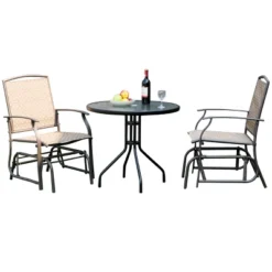Costway 3PCS Patio Bistro Furniture Set Rocking Glider Chair Glass Table -Costway GUEST 77952306 5f7b 4723 a085 c25ec8cf7203