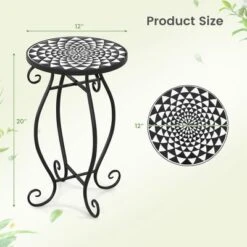 Costway Mosaic Outdoor Side Table, Round End Table With Weather Resistant Ceramic Tile Tabletop -Costway GUEST 77c8e3a5 836e 45b8 ad54 a3935bdffb9c