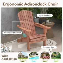 Costway Folding Adirondack Chair Set Of 1/4 With High Backrest & Wide Armrests Wooden Brown -Costway GUEST 77de6c37 ee69 42a2 b4c6 5858bc9e4b4a