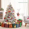 Costway 4.5FT/6FT/7 FT Pre-Lit Flocked Christmas Tree Hinged W/ 120/260/300 LED Lights & 757/1415/1687 Branch Tips