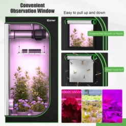 Costway 36''x36''x72'' Mylar Hydroponic Grow Tent W/Observation Window & Floor Tray GrayBlack 16 Costway 36''x36''x72'' Mylar Hydroponic Grow Tent W/Observation Window & Floor Tray GrayBlack -Costway GUEST 786dbb80 b410 445e 954b 6791ce9056d2