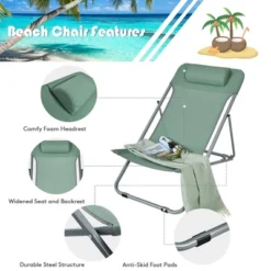 Costway Set Of 2 Beach Chair Portable 3-Position Lounge Chair W/ Headrest BlueGreenOrange 18 Costway Set Of 2 Beach Chair Portable 3-Position Lounge Chair W/ Headrest BlueGreenOrange -Costway GUEST 78d0c0be 0b54 445b 8849 09f5dda50590