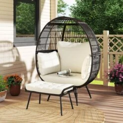 Costway 2 PCS Patio Wicker Lounge Basket Set Oversized Egg Chair With Soft Cushions 21 Costway 2 PCS Patio Wicker Lounge Basket Set Oversized Egg Chair With Soft Cushions -Costway GUEST 78f6c4f6 2f7b 4709 8496 0b29d7bd00d3