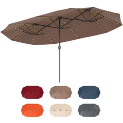 Costway 15.5 FT Extra-Large Patio Umbrella With LED Solar Lights & 12 Heavy-Duty Ribs Beige/Orange/Brown/Gray/Navy/Red -Costway GUEST 79319e45 8c87 4b86 8991 92ec7d01cccb