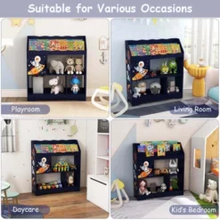 Costway Toy Storage Organizer 3-In-1 Kids Toy Shelf With Book Shelf, Storage Cabinet White/Blue -Costway GUEST 793c1a83 de6b 4599 b749 9ff09ebaa92f