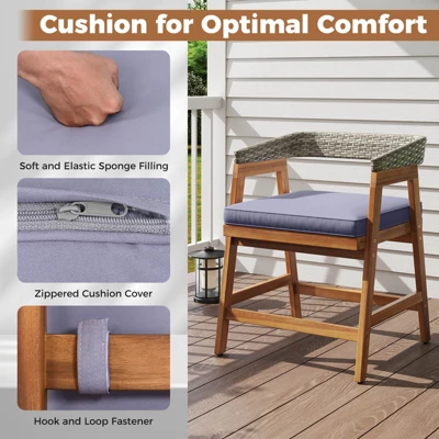 Costway 5 Piece Patio Dining Set Outdoor Solid Wood Furniture With Rattan Backrest 8 Costway 5 Piece Patio Dining Set Outdoor Solid Wood Furniture With Rattan Backrest - Image 6