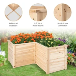 Costway 24'' L-Shaped Deep Root Planter Box Wooden Raised Garden Bed With Open-Ended Base 14 Costway 24'' L-Shaped Deep Root Planter Box Wooden Raised Garden Bed With Open-Ended Base -Costway GUEST 79ba1b29 b3df 415c 8b66 84f2432d840f