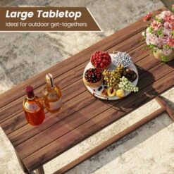 Costway 59 Inch Outdoor Bar Table With Slatted Top Rectangular Pub Table For Hot Tub -Costway GUEST 79e87761 bb88 4b15 8208 47b98be86d65