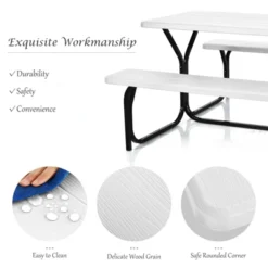 Costway Picnic Table Bench Set Outdoor Backyard Patio Garden Party Dining All Weather White 16 Costway Picnic Table Bench Set Outdoor Backyard Patio Garden Party Dining All Weather White -Costway GUEST 79f0f3fb b7aa 4456 be93 3253638b74fd