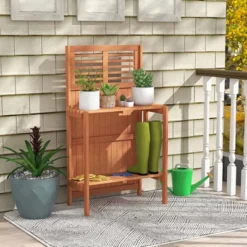 Costway Wood Potting Bench Waterproof Garden Table With 2-Tier Open Storage Shelf -Costway GUEST 7a1702db f107 4057 9a58 aae28330873e