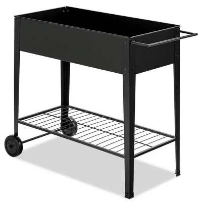 Costway Raised Garden Bed Elevated Planter Box On Wheels Steel Planter W/Shelf 11 Costway Raised Garden Bed Elevated Planter Box On Wheels Steel Planter W/Shelf - Image 9