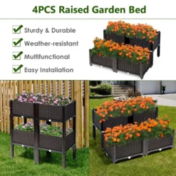 Costway Set Of 4 Raised Garden Bed Elevated Flower Vegetable Herb Grow Planter Box Brown 16 Costway Set Of 4 Raised Garden Bed Elevated Flower Vegetable Herb Grow Planter Box Brown -Costway GUEST 7a4a7e7b 5894 4f14 a3b9 d4e760c3492f