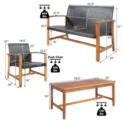 Costway 8PCS Outdoor Patio Rattan Furniture Set Acacia Wood Frame Sofa Loveseat Garden -Costway GUEST 7a8f0230 4fe3 46e1 90ae 3e2b08352e06