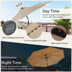 Costway 10 FT 112 LED Solar-Lighted Patio Table Market Umbrella Crank Tilt Outdoor Beige/Coffee/Navy/Wine 19 Costway 10 FT 112 LED Solar-Lighted Patio Table Market Umbrella Crank Tilt Outdoor Beige/Coffee/Navy/Wine -Costway GUEST 7a9fac98 e6c5 4796 a93d 07a6d03ab95c