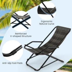 Costway Patio Folding Rattan Sling Chair Rocking Lounge Chaise Armrest Garden Portable -Costway GUEST 7ac2546b 6b9e 4892 8a30 b16e4e836514