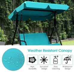 Costway Loveseat Patio Canopy Swing Glider Hammock Cushioned Blue -Costway GUEST 7b2d3203 5232 4f16 8fd9 ee0199855088