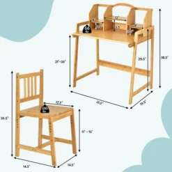 Costway Bamboo Kids Study Desk And Chair Set Height Adjustable Home School W/ Bookshelf -Costway GUEST 7b4971b6 c212 4d60 97be 1c09a246ea17