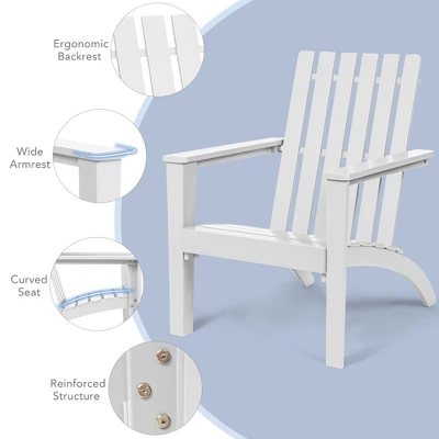 Costway 3PCS Patio Adirondack Chair Side Table Set Solid Wood Garden Deck White 10 Costway 3PCS Patio Adirondack Chair Side Table Set Solid Wood Garden Deck White - Image 8