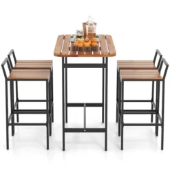 Costway 5 PCS Acacia Wood Bar Table Set Outdoor Bar Height Table & Chairs With Metal Frame 20 Costway 5 PCS Acacia Wood Bar Table Set Outdoor Bar Height Table & Chairs With Metal Frame -Costway GUEST 7b859716 cfbe 46fa a8e4 4f7d2ecc8709