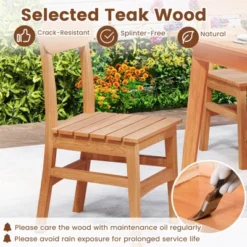 Costway 1/2 PCS Patio Teak Wood Chair Wooden Armless Dining Chair With Slatted Seat -Costway GUEST 7b8be7ac 73d1 44b4 80fc 30ef25de7620