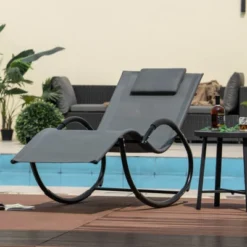 Costway 1/2 PCS Outdoor Rocking Lounge Chair With Removable Headrest Breathable Backrest & Seat Grey 16 Costway 1/2 PCS Outdoor Rocking Lounge Chair With Removable Headrest Breathable Backrest & Seat Grey -Costway GUEST 7bada128 9329 437b a75d ae9e3d15a64a