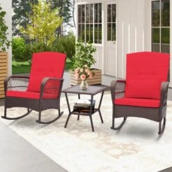 Costway 3 PCS Patio Rocker Set Outdoor Wicker Rocking Chairs With Double-Layer Coffee Table Gray/Navy/Beige/Red 27 Costway 3 PCS Patio Rocker Set Outdoor Wicker Rocking Chairs With Double-Layer Coffee Table Gray/Navy/Beige/Red -Costway GUEST 7bea1823 d7e9 4cc1 832f 7db8fb71528b