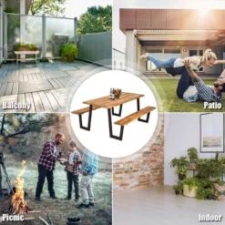 Costway Patented Picnic Table With 2 Benches 70'' Dining Table Set With Seats And Umbrella Hole -Costway GUEST 7bf35e91 2862 4495 b662 d42b69639ad6