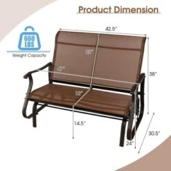 Costway 2-Person Patio Swing Glider Bench Loveseat Rocking Chair High Back Deck -Costway GUEST 7bfed338 b9df 44ec b3a5 1bc0149c9b2b
