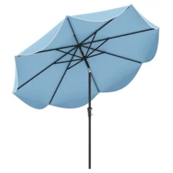 Costway 9 FT Patio Umbrella 2-Tier Market Table Umbrella With Crank Handle & 8 Ribs Beige/Navy -Costway GUEST 7c1f3157 4095 4be9 918c 90775b407ad6