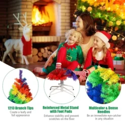 Costway 7FT Artificial Hinged Colorful Rainbow Full Fir Christmas Tree With 1213 Tips -Costway GUEST 7c216011 1c71 4b00 9fe8 f9e09fd283c3