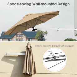 Costway 8ft Wall-Mounted Umbrella Telescopic Folding Tilt Sun Shade TanTurquoise 20 Costway 8ft Wall-Mounted Umbrella Telescopic Folding Tilt Sun Shade TanTurquoise -Costway GUEST 7c272d0e 63c1 49aa bb20 4e8177a31c5b