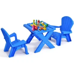Costway Plastic Children Kids Table & Chair Set 3-Piece Play Furniture In/Outdoor Blue -Costway GUEST 7c801fbb d4cd 4be4 8785 65a39f5cac42