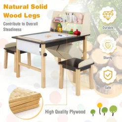 Costway Kids Art Table & Chairs Set Wooden Drawing Desk With Paper Roll Storage Shelf Bins -Costway GUEST 7c951044 ed56 4cd8 8798 beab90c68923
