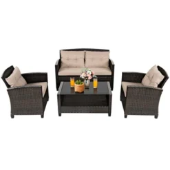 Costway 8pcs Patio Rattan Conversation Set Cushioned Outdoor Furniture Set -Costway GUEST 7c9daa30 6fe3 4fc7 a868 6bfada44203c