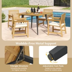 Costway 4-Person 42.5" Outdoor Dining Table With 1.9" Umbrella Hole, Adjustable Foot Pads -Costway GUEST 7cdbc167 a222 47f1 8c1c cf600e668c96