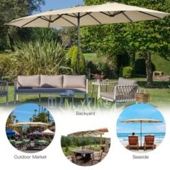 Costway 15FT Double-Sided Twin Patio Umbrella Outdoor Market W/ Crank & Base GreyCoffeeTurquoiseBeigeOrangeWine -Costway GUEST 7cdc85a6 928f 4fc7 a61f 7d4e9027bbdf