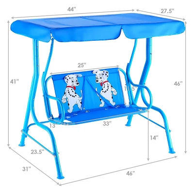Costway Kids Patio Swing Chair Children Porch Bench Canopy 2 Person Yard Furniture Blue 11 Costway Kids Patio Swing Chair Children Porch Bench Canopy 2 Person Yard Furniture Blue - Image 9