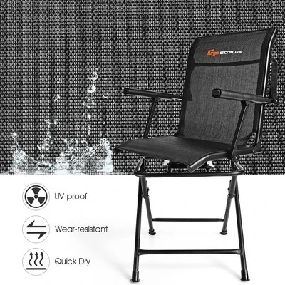 Costway Swivel Hunting Chair Foldable Mesh Chair W/ Armrests For Outdoor Activities 9 Costway Swivel Hunting Chair Foldable Mesh Chair W/ Armrests For Outdoor Activities - Image 7
