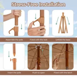 Costway 6.5 FT Hula Thatched Tiki Beach Umbrella 30° Tilting Hawaiian Style Umbrella Natural -Costway GUEST 7d8c93fe 96de 4649 9ea2 21e2f4281e05