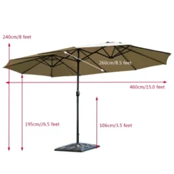 Costway 15' Market Outdoor Umbrella Double-Sided Twin Patio Umbrella With Crank Beige 15 Costway 15' Market Outdoor Umbrella Double-Sided Twin Patio Umbrella With Crank Beige -Costway GUEST 7da696c2 225a 4d00 993c 0234ece74407