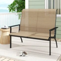 Costway 2-Person Patio Garden Bench With High Back And Armrests 880 Lbs Weight Capacity -Costway GUEST 7e26e8f4 618f 4f08 b81f 8305151ce989