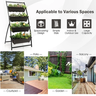 Costway 2PCS 5 FT 4-Tier Vertical Raised Garden Bed Elevated Planter W/4 Container Boxes 8 Costway 2PCS 5 FT 4-Tier Vertical Raised Garden Bed Elevated Planter W/4 Container Boxes - Image 6