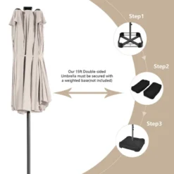 Costway 15FT Twin Patio Double-Sided Umbrella 48 Solar LED Lights Crank Outdoor WineBeigeCoffeeOrangeTurquoise -Costway GUEST 7e83496c d72c 412e afc1 19719efa4cc2